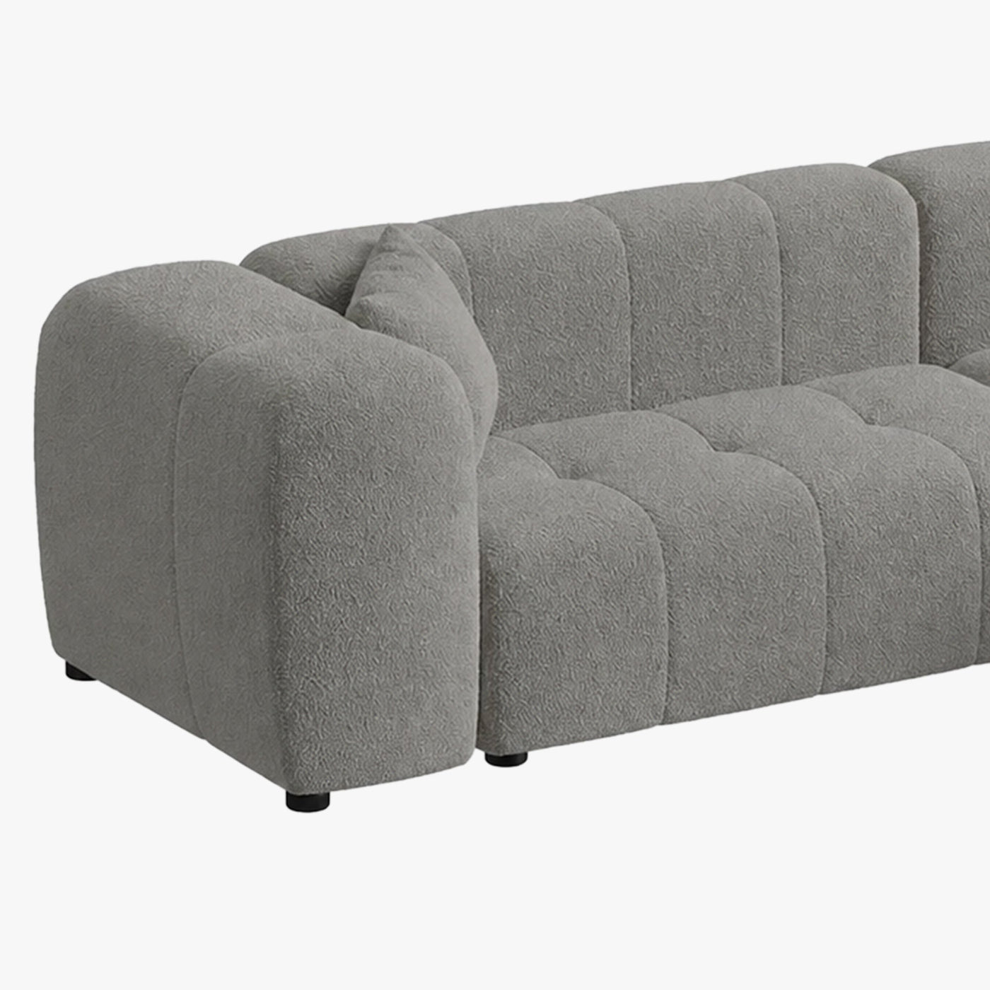 LAYANE Canapé d'angle tissu bouclette gris - Angle droit - Canapés d'angle - Mobilier Deco