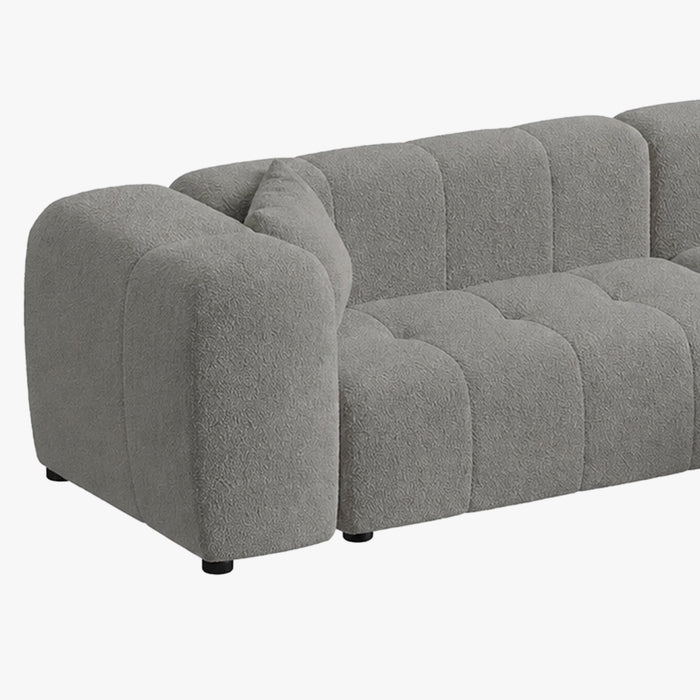 LAYANE Canapé d'angle tissu bouclette gris - Angle droit