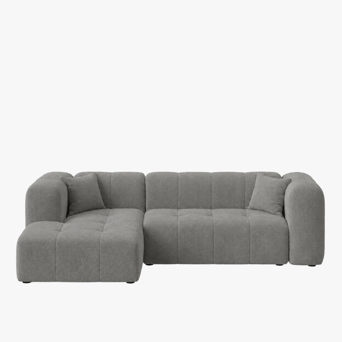 LAYANE Canapé d'angle  tissu bouclette gris - Angle gauche