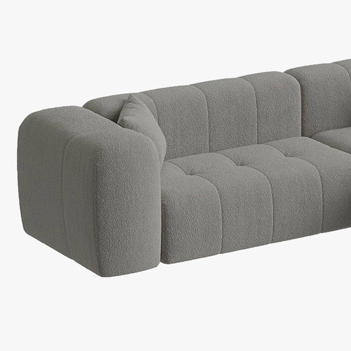 LAYANE Canapé d'angle  tissu bouclette gris - Angle gauche