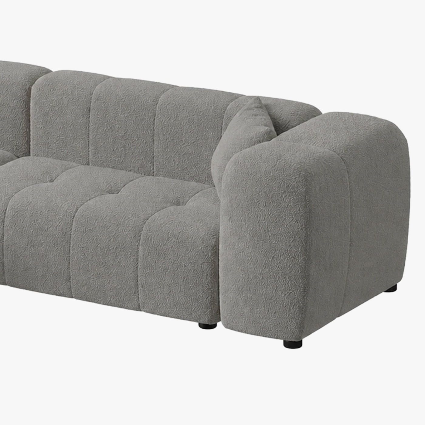 LAYANE Canapé d'angle tissu bouclette gris - Angle gauche - Canapés d'angle - Mobilier Deco