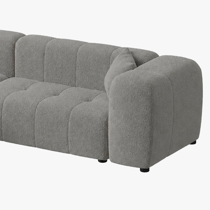 LAYANE Canapé d'angle  tissu bouclette gris - Angle gauche