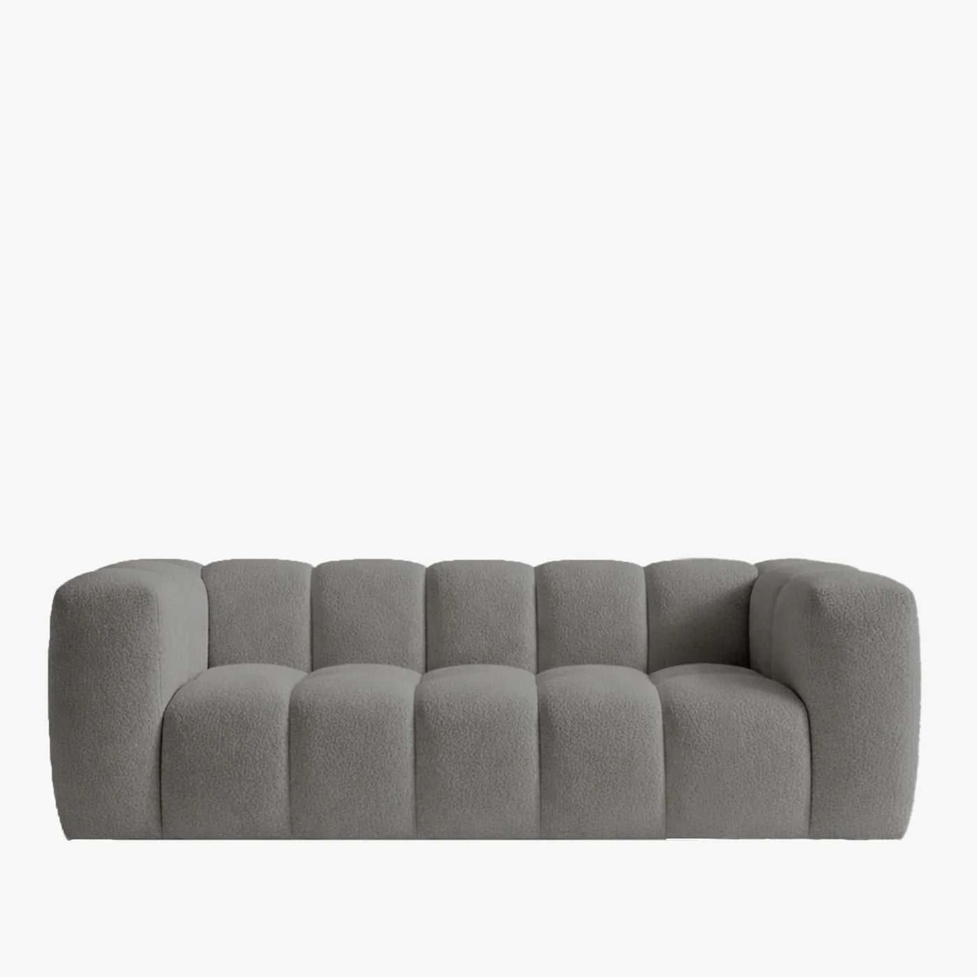LAYANE Canapé 3 places tissu bouclette gris clair