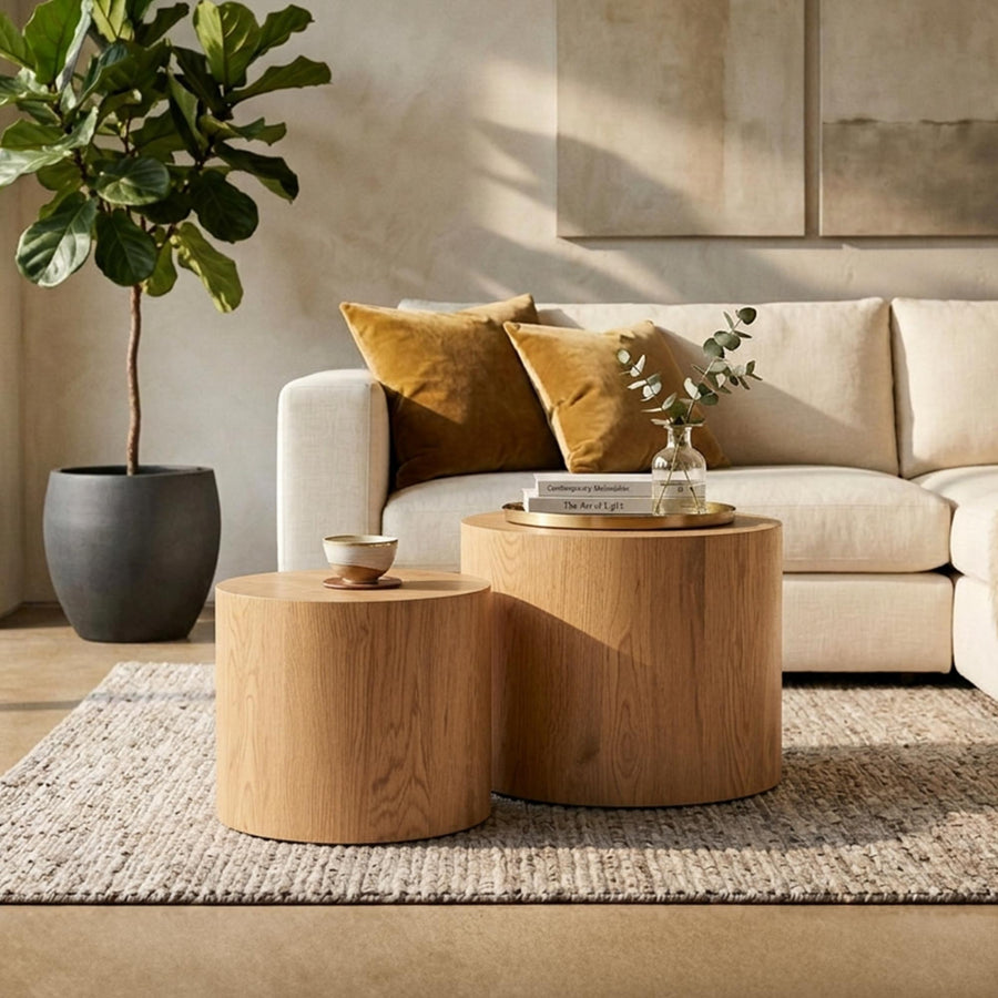 LEILA Lot de 2 tables basses couleur bois clair — aperçu vidéo