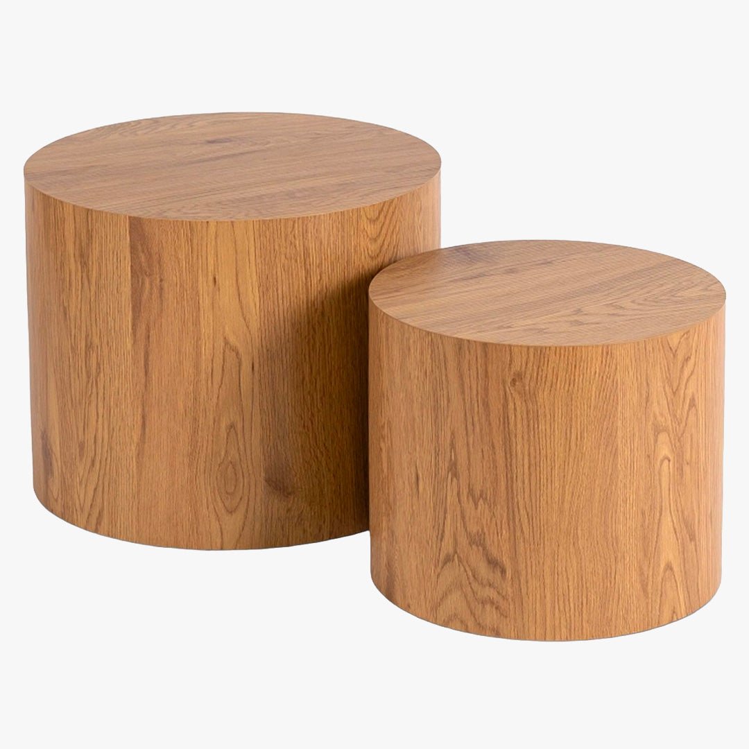 LEILA Lot de 2 tables basses couleur bois clair - Table basse - Mobilier Deco