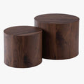 LEILA Lot de 2 tables basses couleur bois foncé