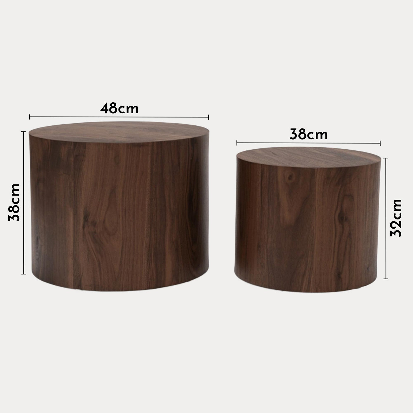 LEILA Lot de 2 tables basses couleur bois foncé