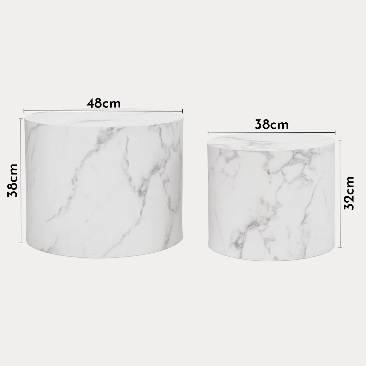 LEILA Lot de 2 tables basses couleur marbre blanc