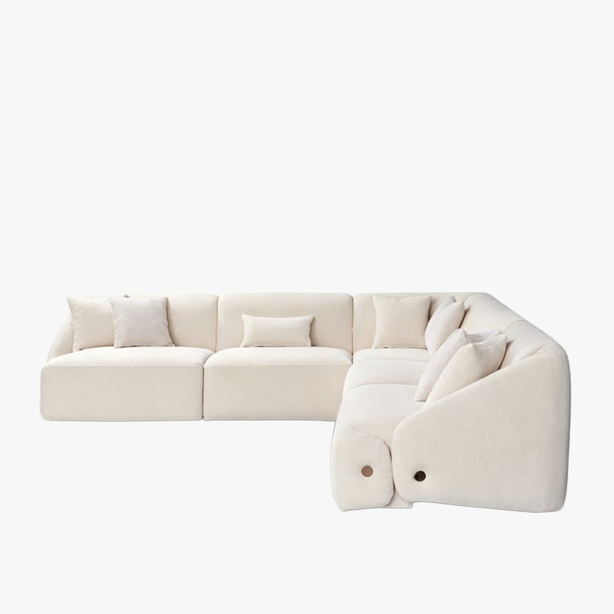 LENA Canapé d'angle modulable en tissu beige - Canapés d'angle - Mobilier Deco