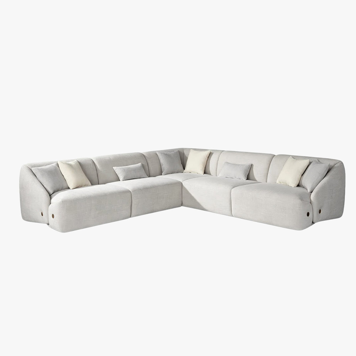 LENA Canapé d'angle modulable en tissu gris clair - Canapés d'angle - Mobilier Deco