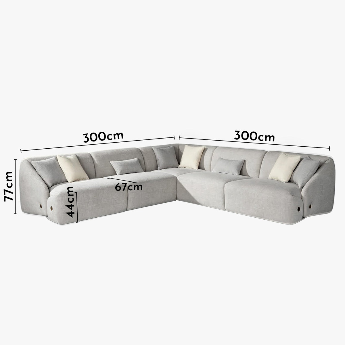 LENA Canapé d'angle modulable en tissu gris clair - Canapés d'angle - Mobilier Deco