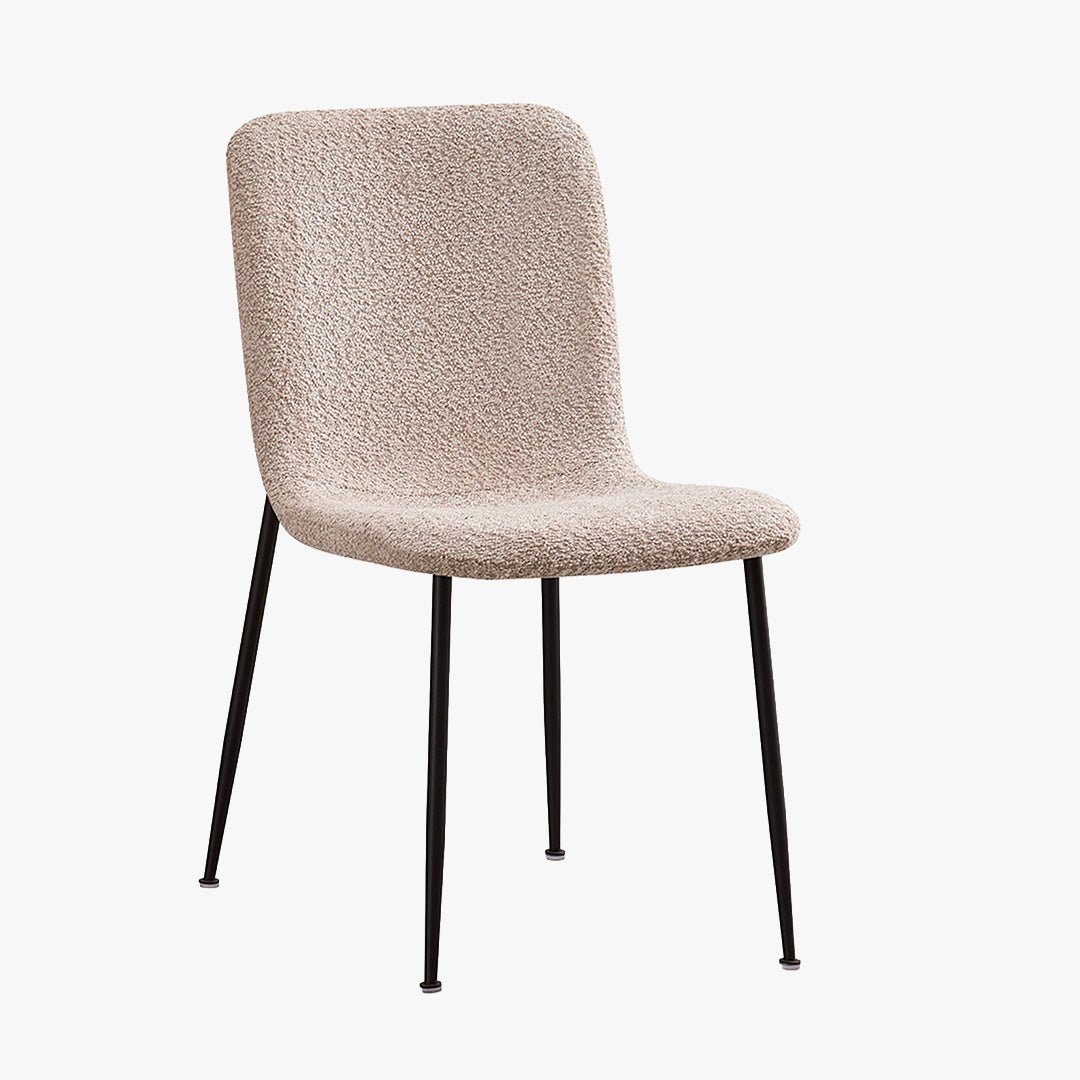 LEONOR Lot de 2 chaises en tissu bouclette beige pieds en métal noir - Chaise de repas - Mobilier Deco