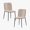 LEONOR Lot de 2 chaises en tissu bouclette beige pieds en métal noir