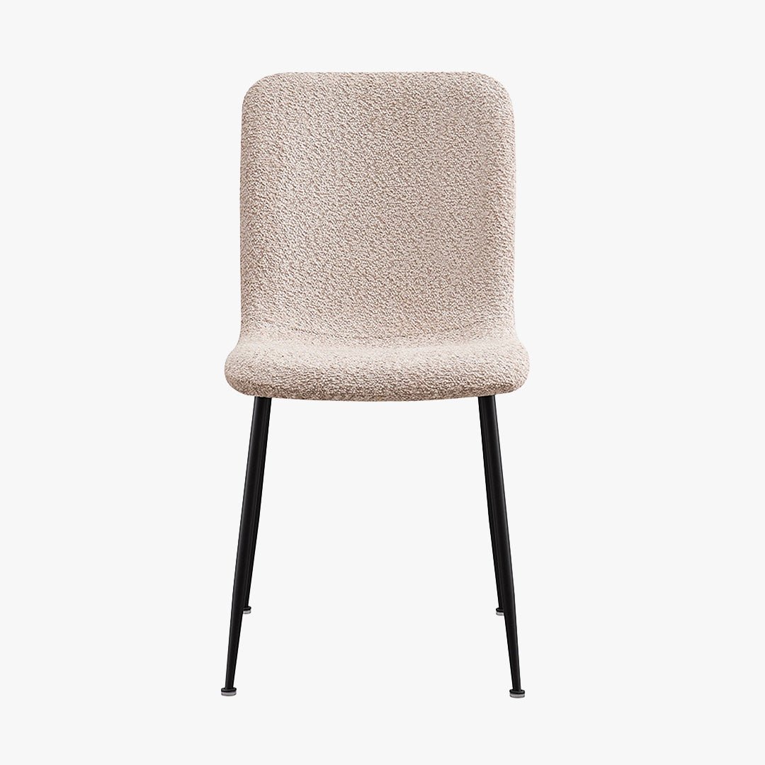 LEONOR Lot de 2 chaises en tissu bouclette beige pieds en métal noir - Chaise de repas - Mobilier Deco