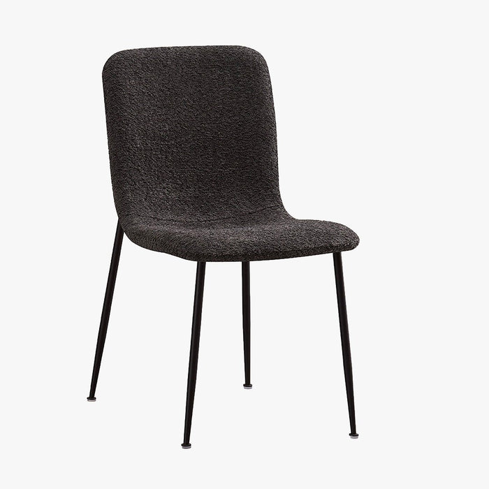 LEONOR Lot de 2 chaises en tissu bouclette gris foncé pieds en métal noir