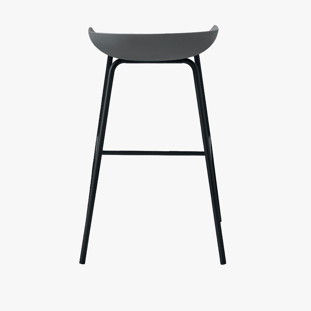 LEVIA Lot de 4 tabourets en plastique gris piètement métal noir - Tabourets - Mobilier Deco