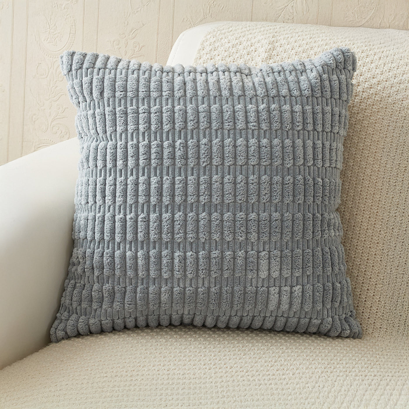 LEYSIA Coussin carré en tissu gris 43x43 cm
