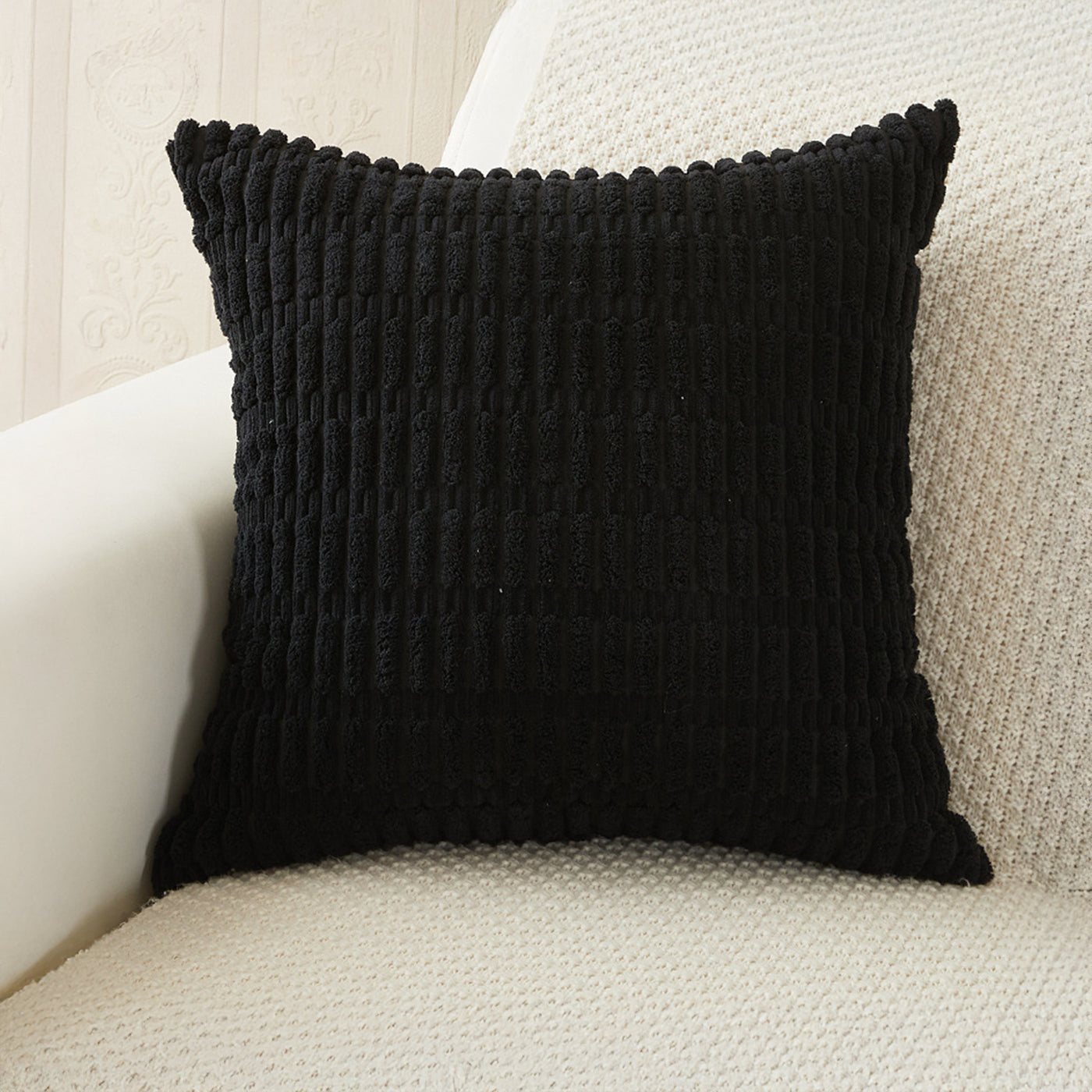 LEYSIA Coussin carré en tissu noir 43x43 cm