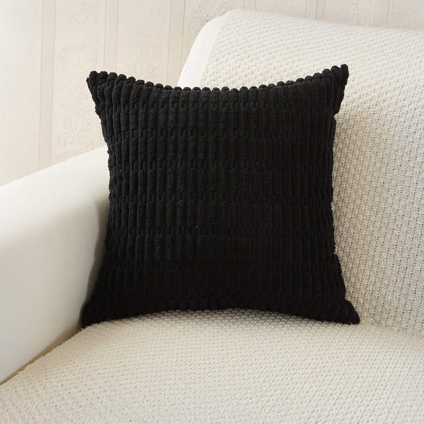 LEYSIA Coussin carré en tissu noir 43x43 cm