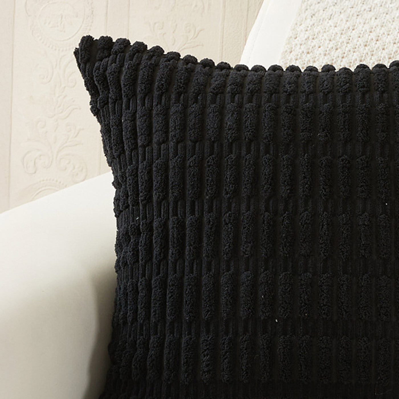 LEYSIA Coussin carré en tissu noir 43x43 cm