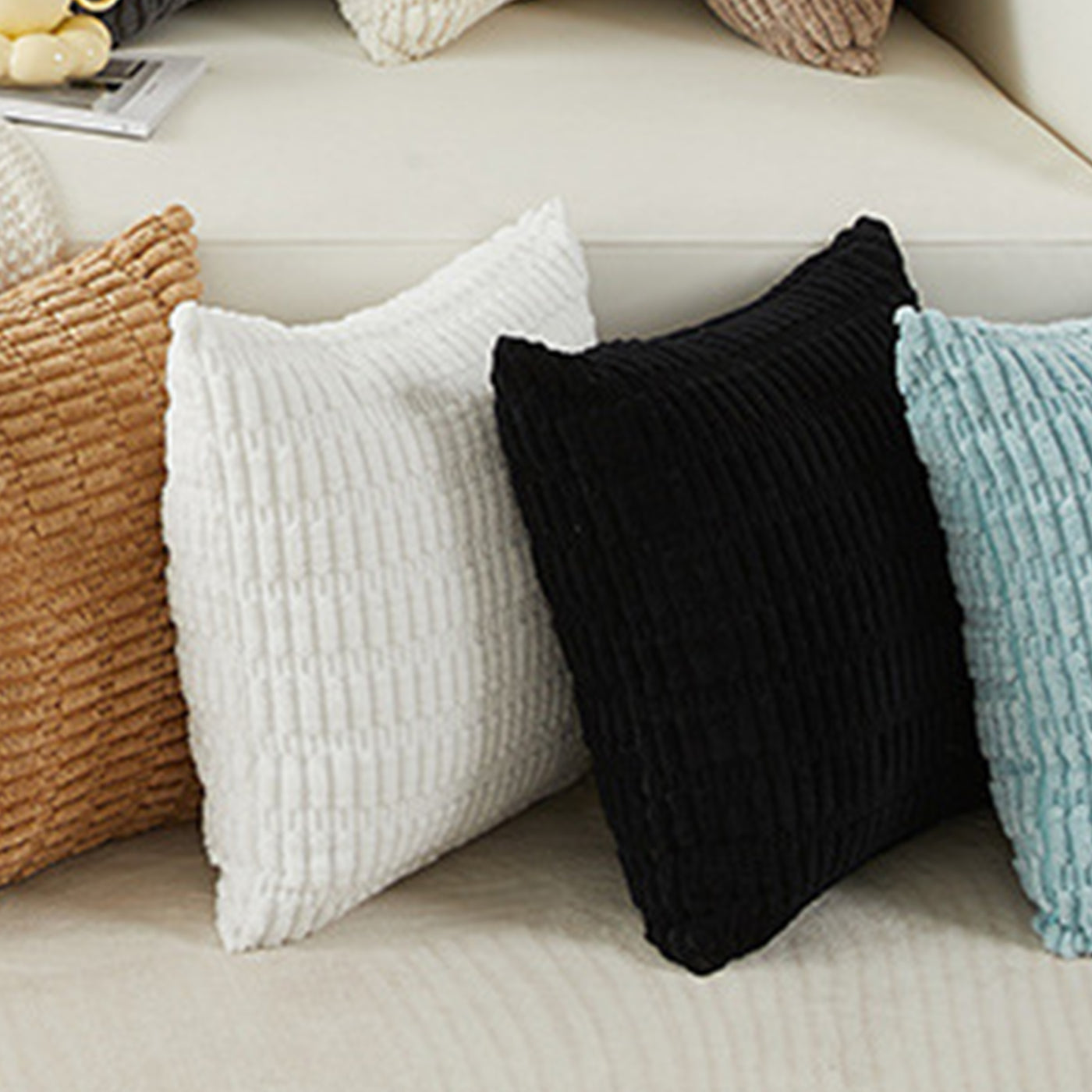 LEYSIA Coussin carré en tissu noir 43x43 cm
