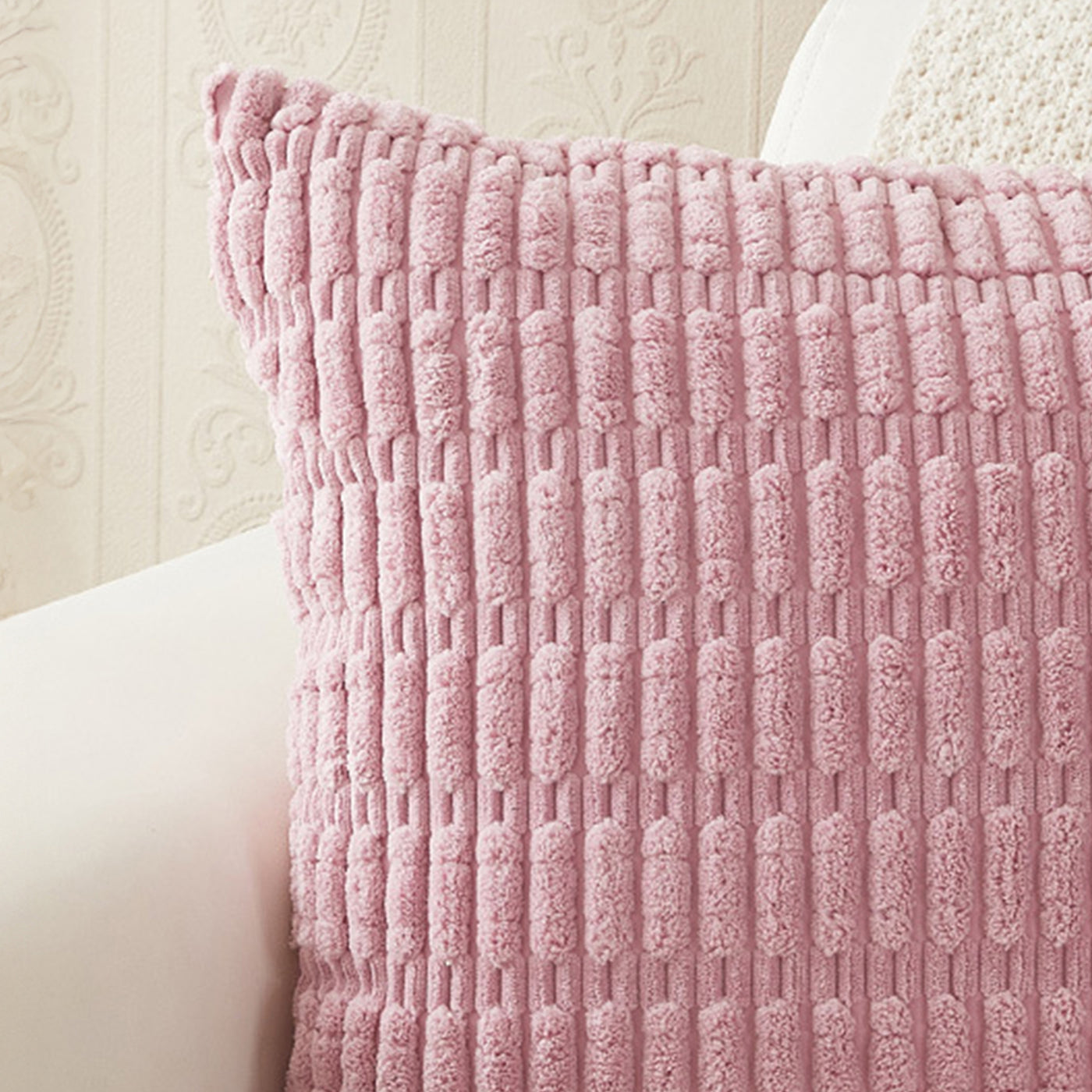 LEYSIA Coussin carré en tissu rose 43x43 cm