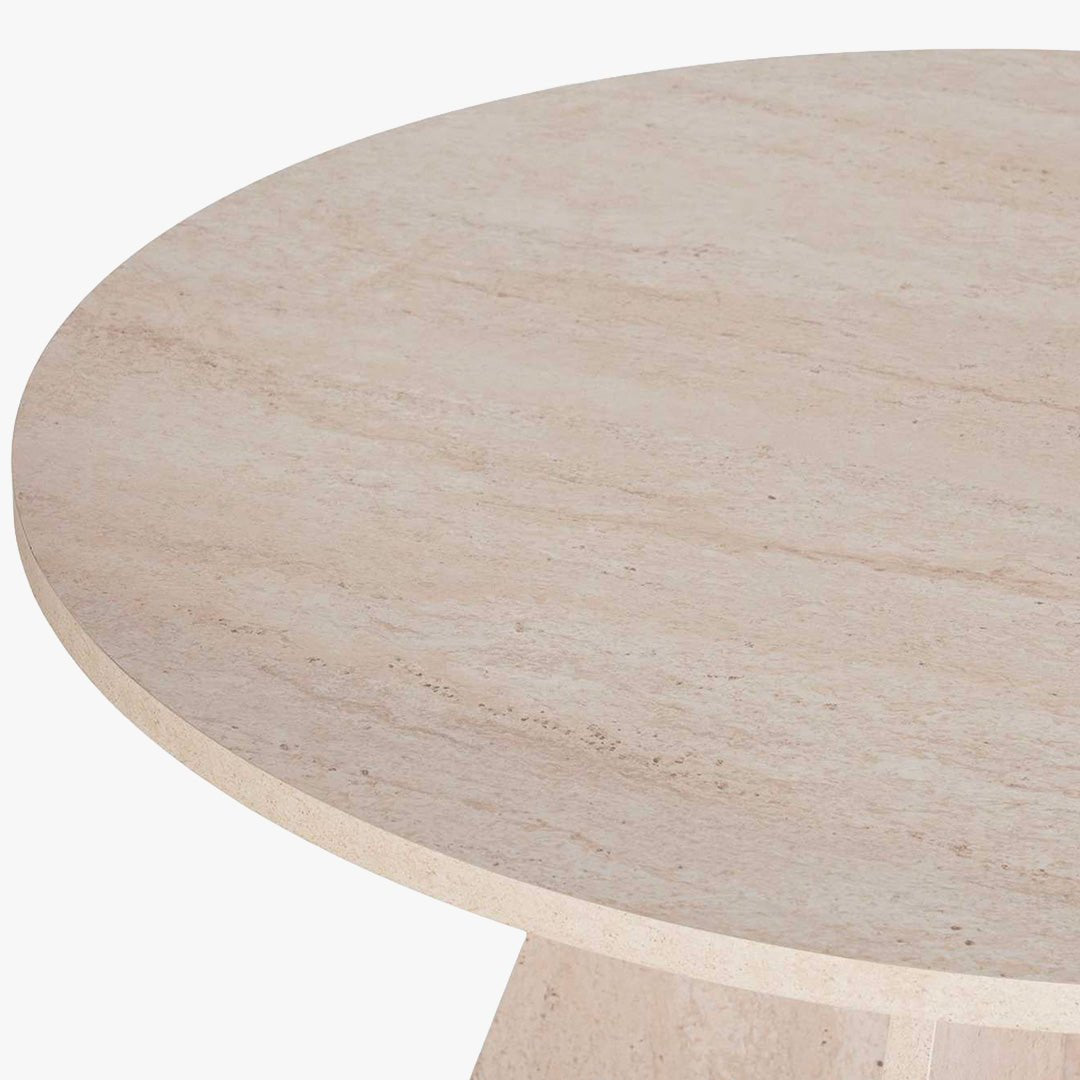 LEYVA Table à manger ronde beige D120 cm - Table à manger - Mobilier Deco