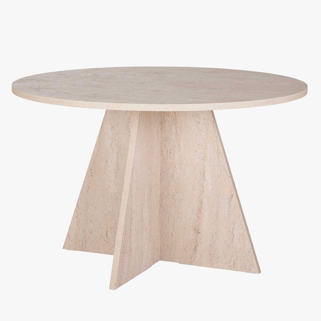 LEYVA Table à manger ronde beige D120 cm - Table à manger - Mobilier Deco