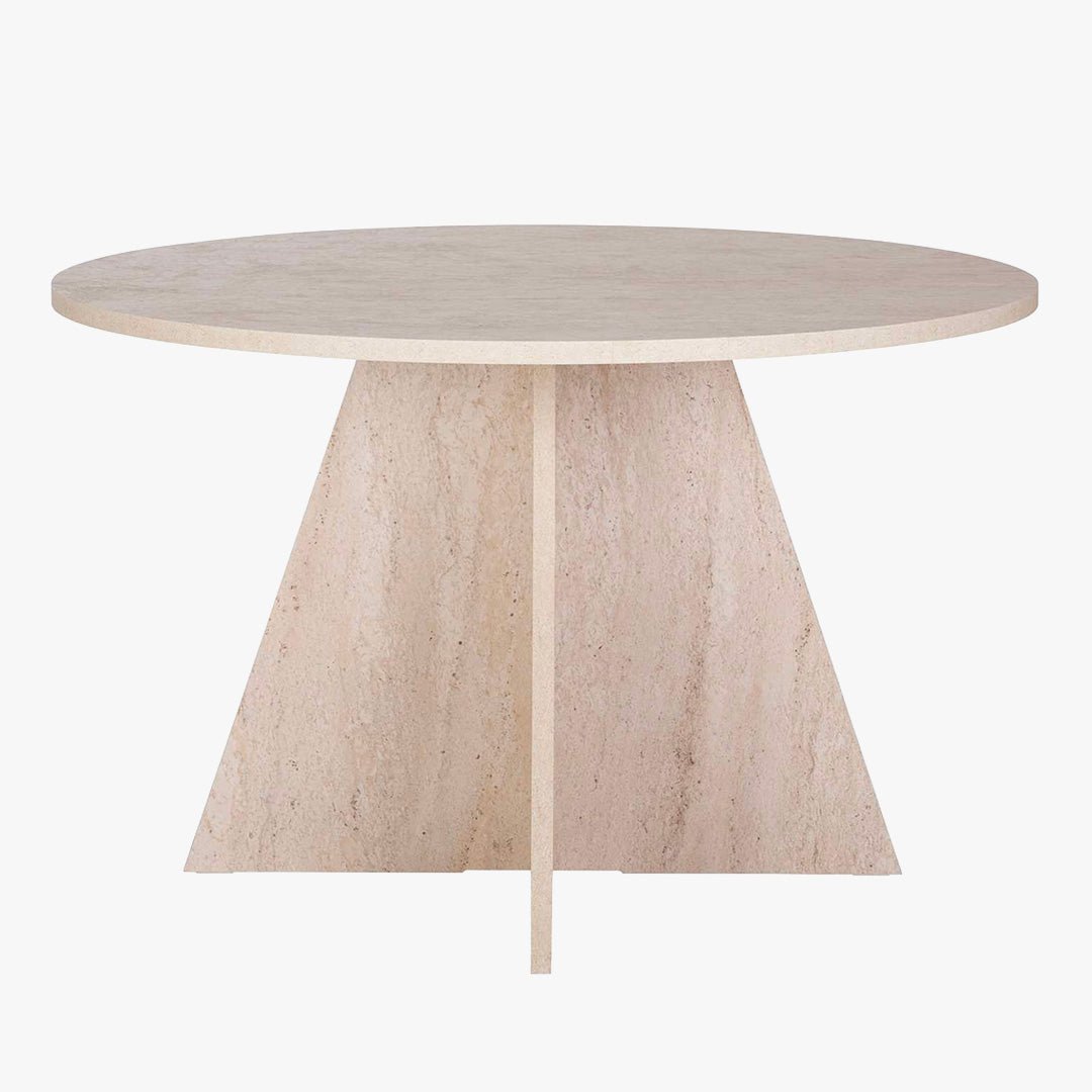 LEYVA Table à manger ronde beige D120 cm - Table à manger - Mobilier Deco