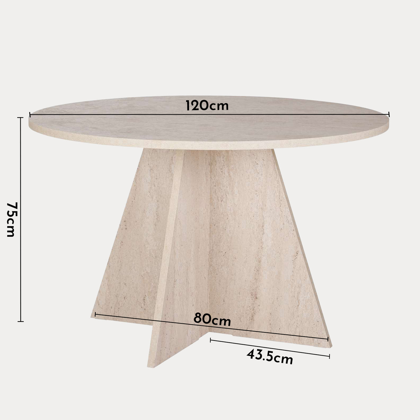 LEYVA Table à manger ronde beige D120 cm
