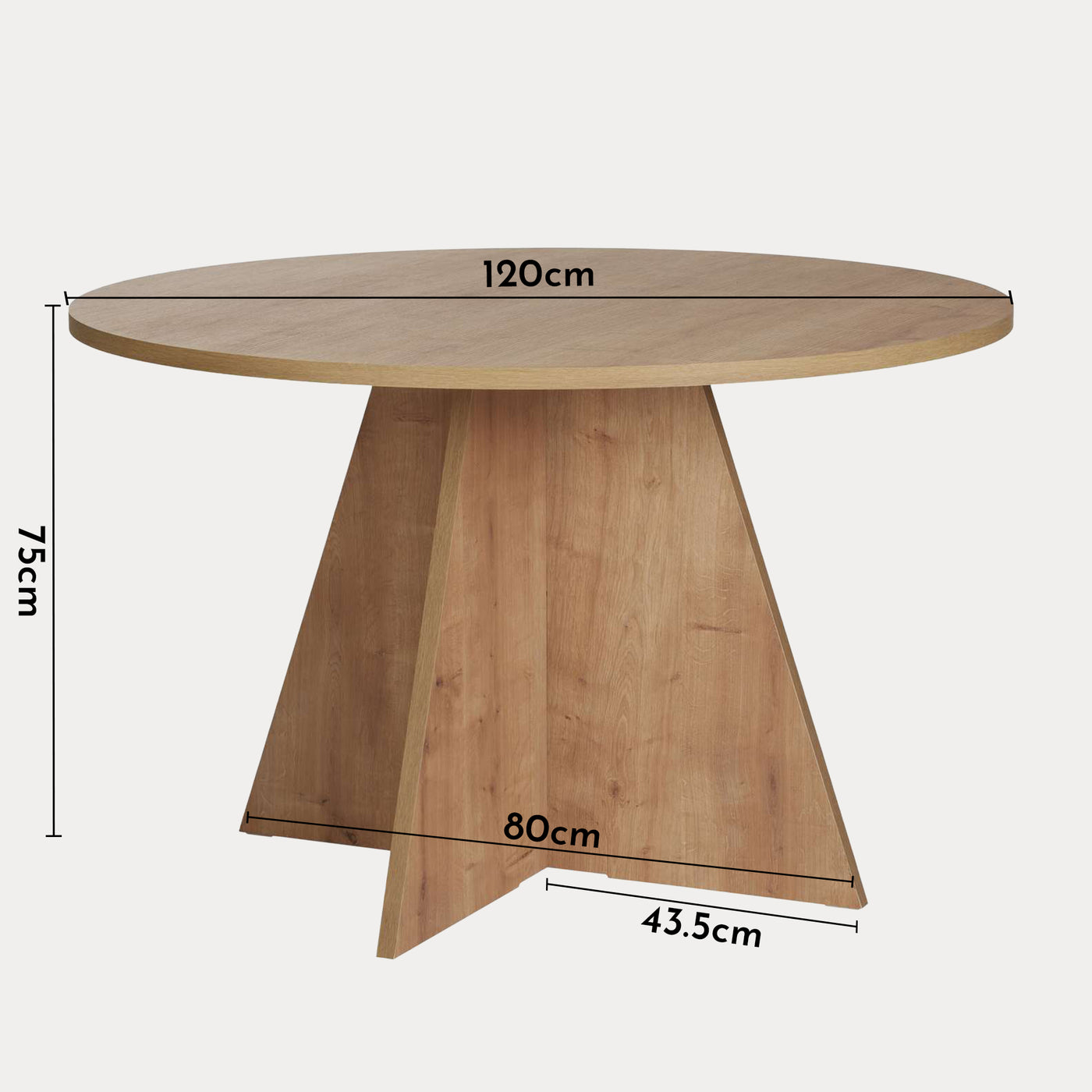 LEYVA Table à manger ronde couleur bois clair D120 cm