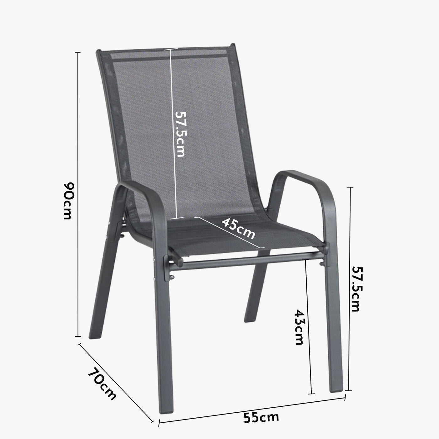 LIBERTY Ensemble de mobilier de jardin avec 6 chaises et table en verre et métal noir - Mobilier de jardin - Mobilier Deco