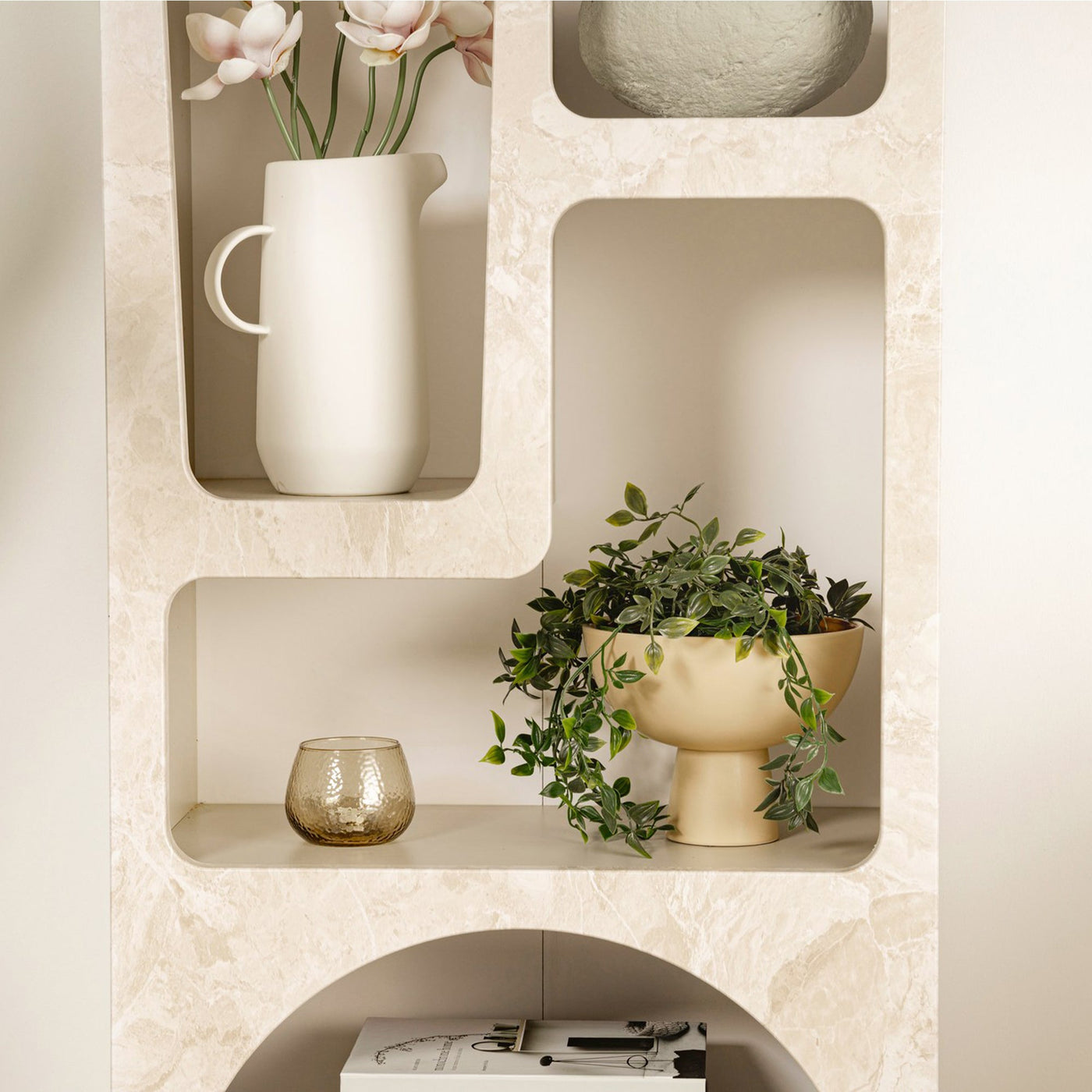 LILA Bibliothèque avec 5 niches beige - Bibliothèque - Mobilier Deco