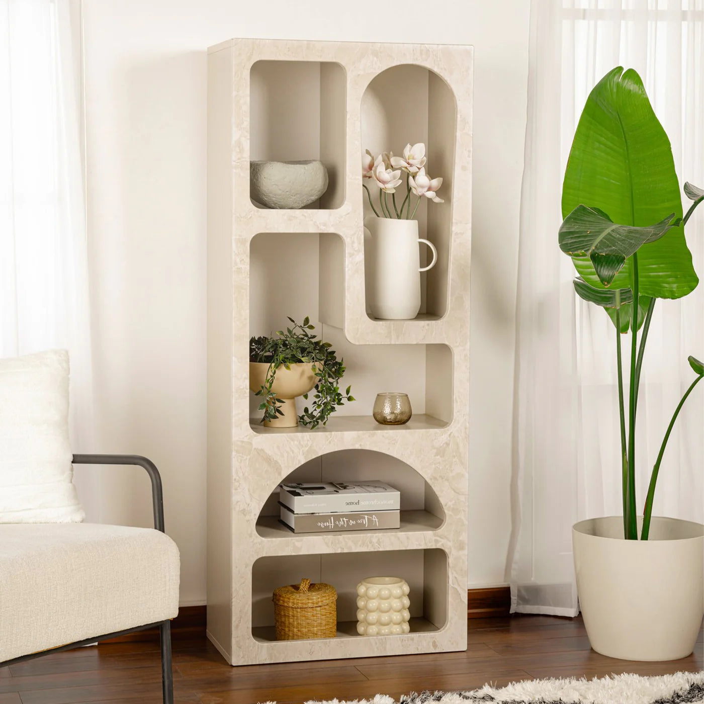 LILA - Bibliothèques design beige ou blanc