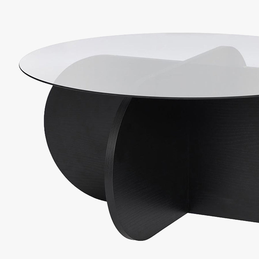 LILY Table basse ronde en verre piètement couleur bois noir D75 cm — aperçu vidéo
