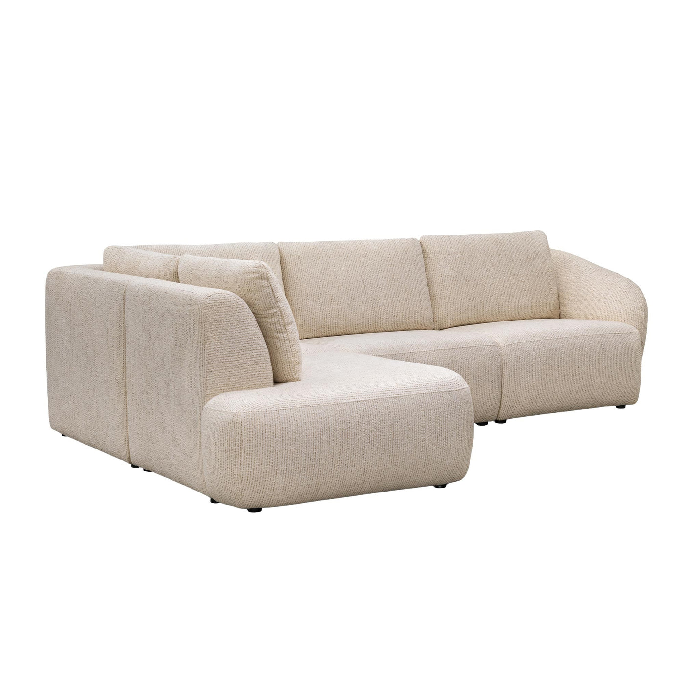 LINDA Canapé d'angle en tissu beige - Angle gauche