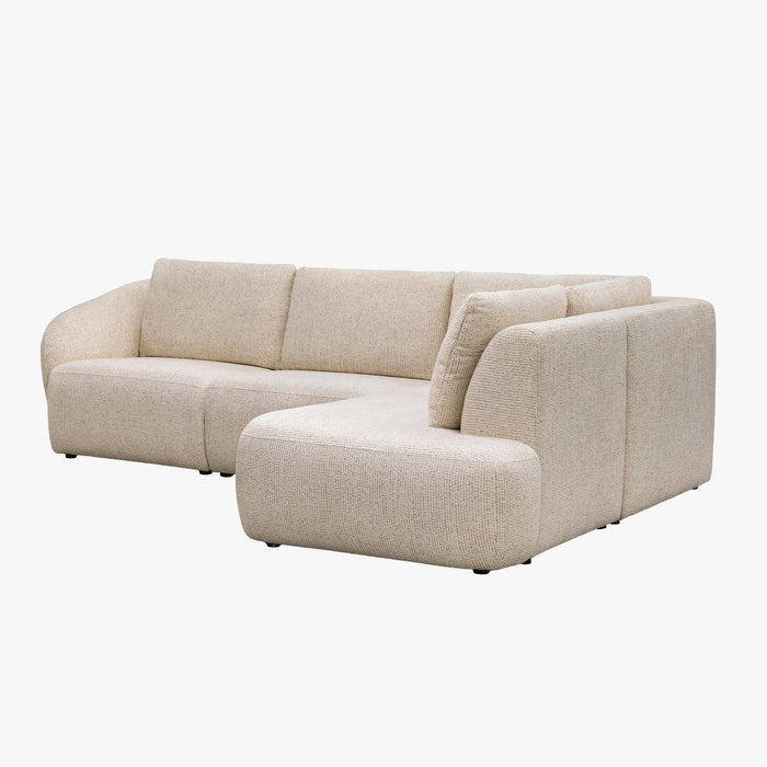 LINDA Canapé d'angle en tissu beige - Angle droit
