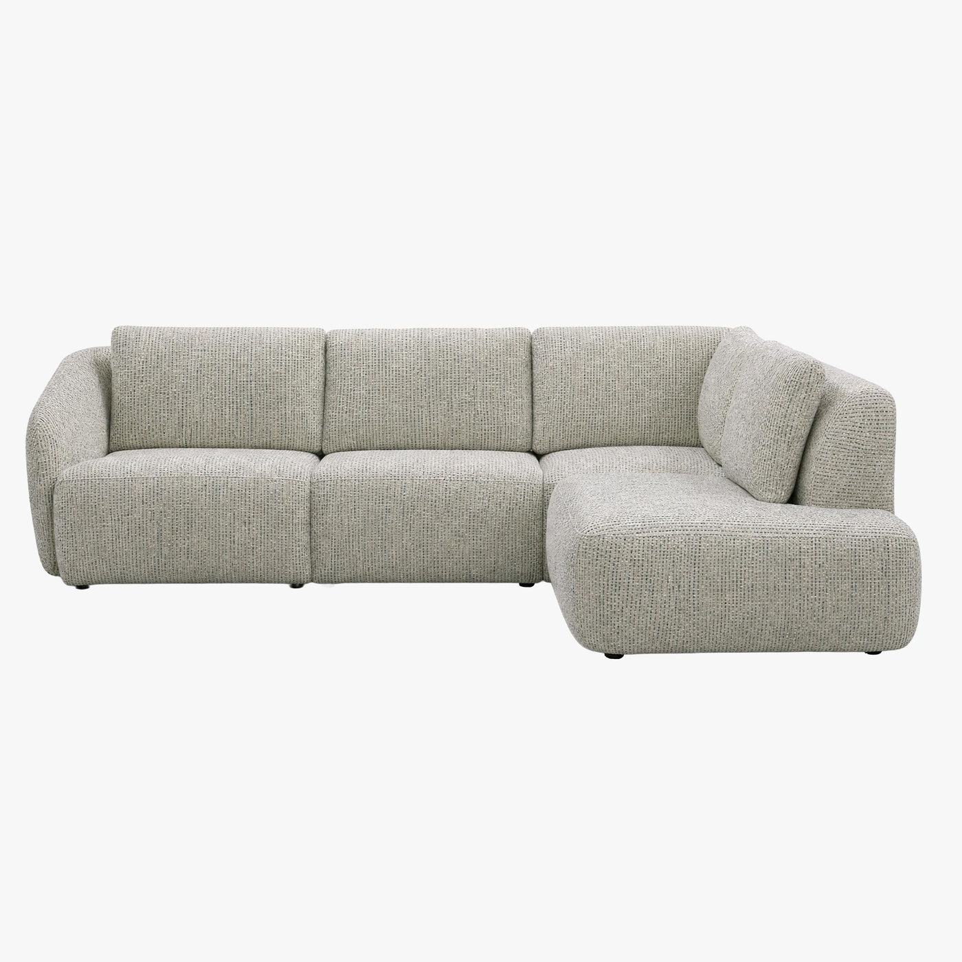 LINDA Canapé d'angle en tissu beige et vert - Angle droit - Canapés d'angle - Mobilier Deco