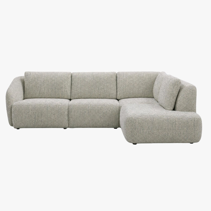 LINDA Canapé d'angle en tissu beige et vert - Angle droit