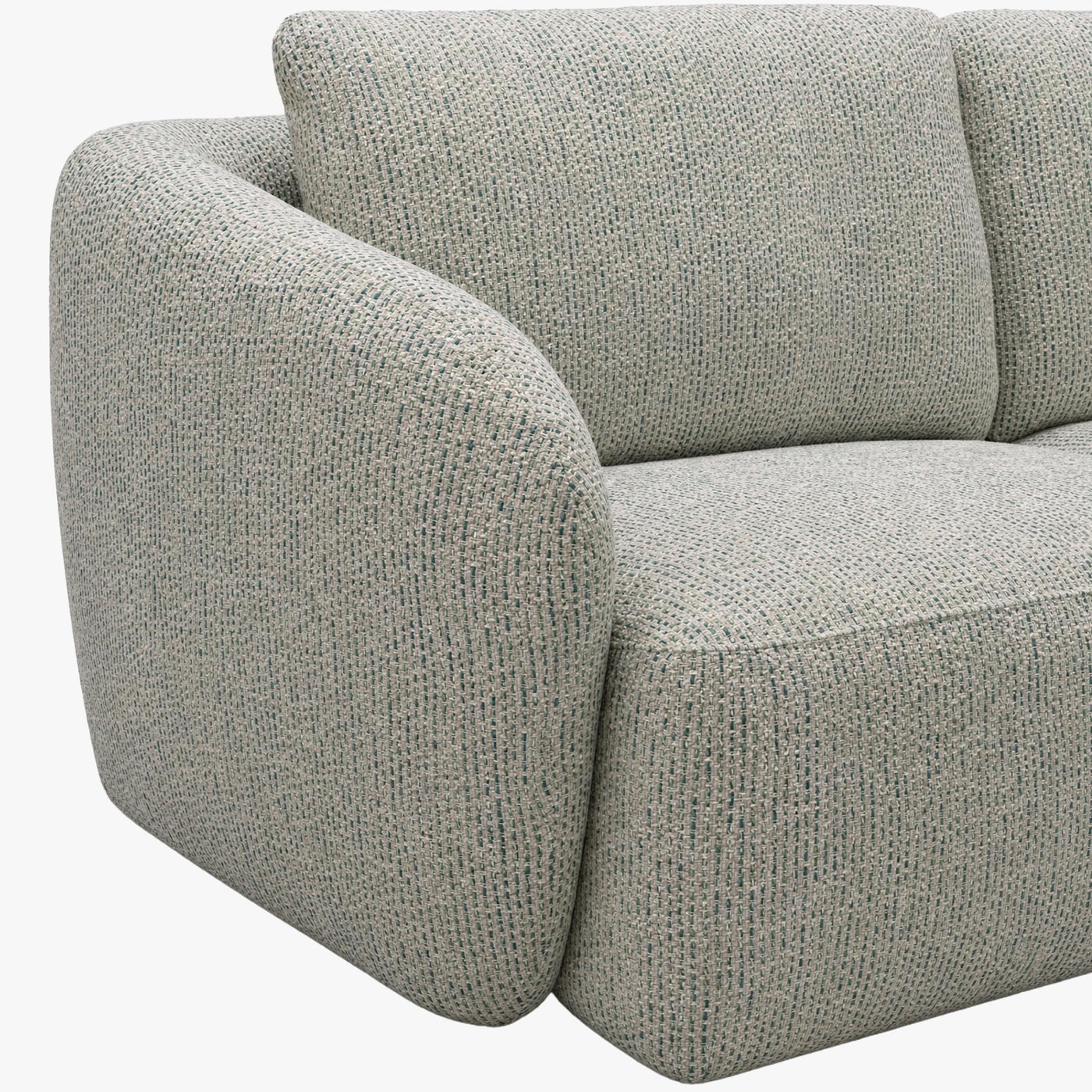 LINDA Canapé d'angle en tissu beige et vert - Angle droit - Canapés d'angle - Mobilier Deco