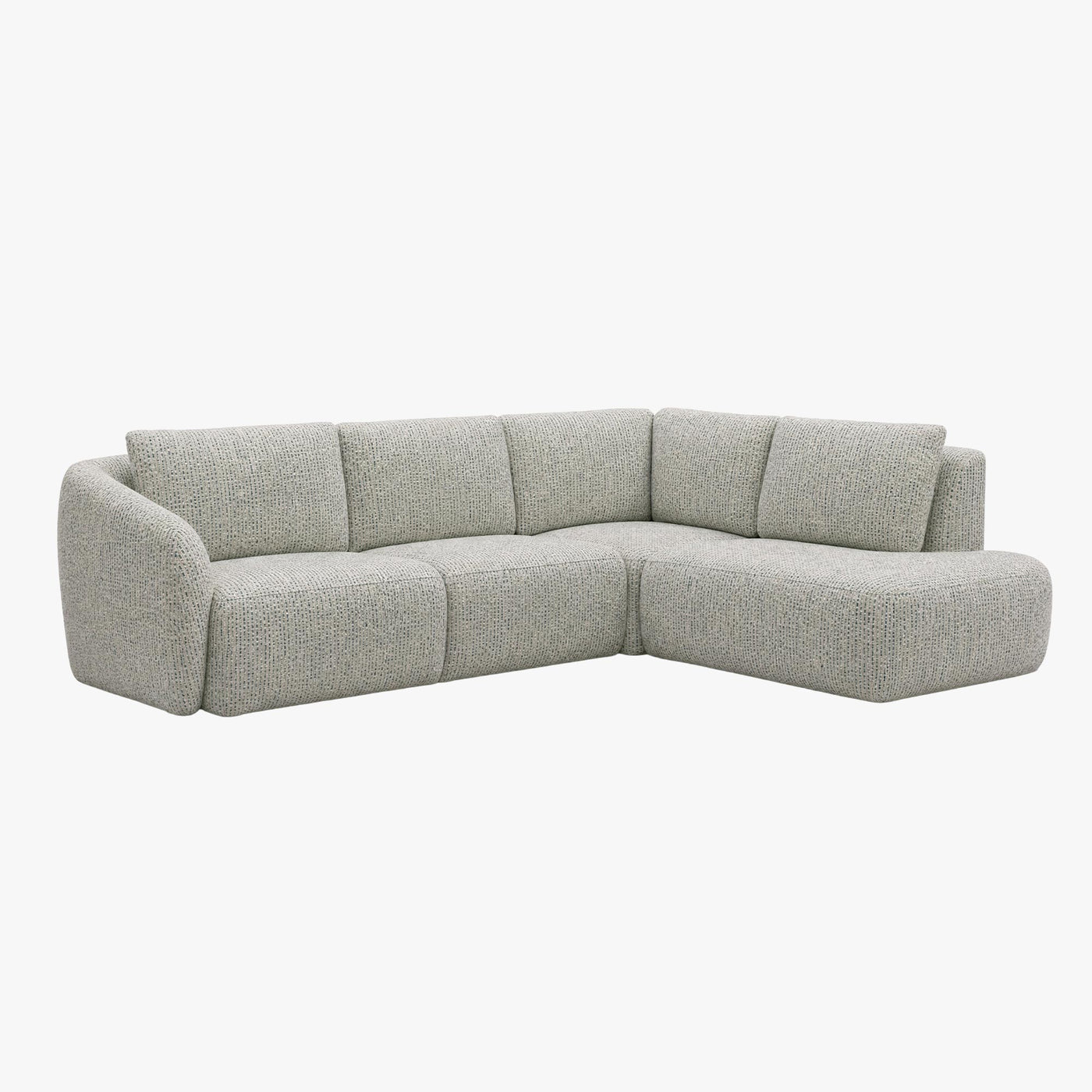 LINDA Canapé d'angle en tissu beige et vert - Angle droit - Canapés d'angle - Mobilier Deco