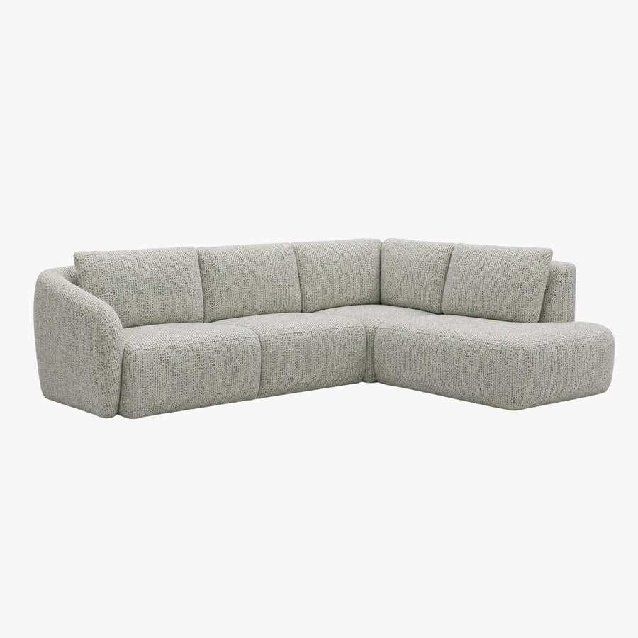 LINDA Canapé d'angle modulable en tissu beige et vert - Angle droit — aperçu vidéo