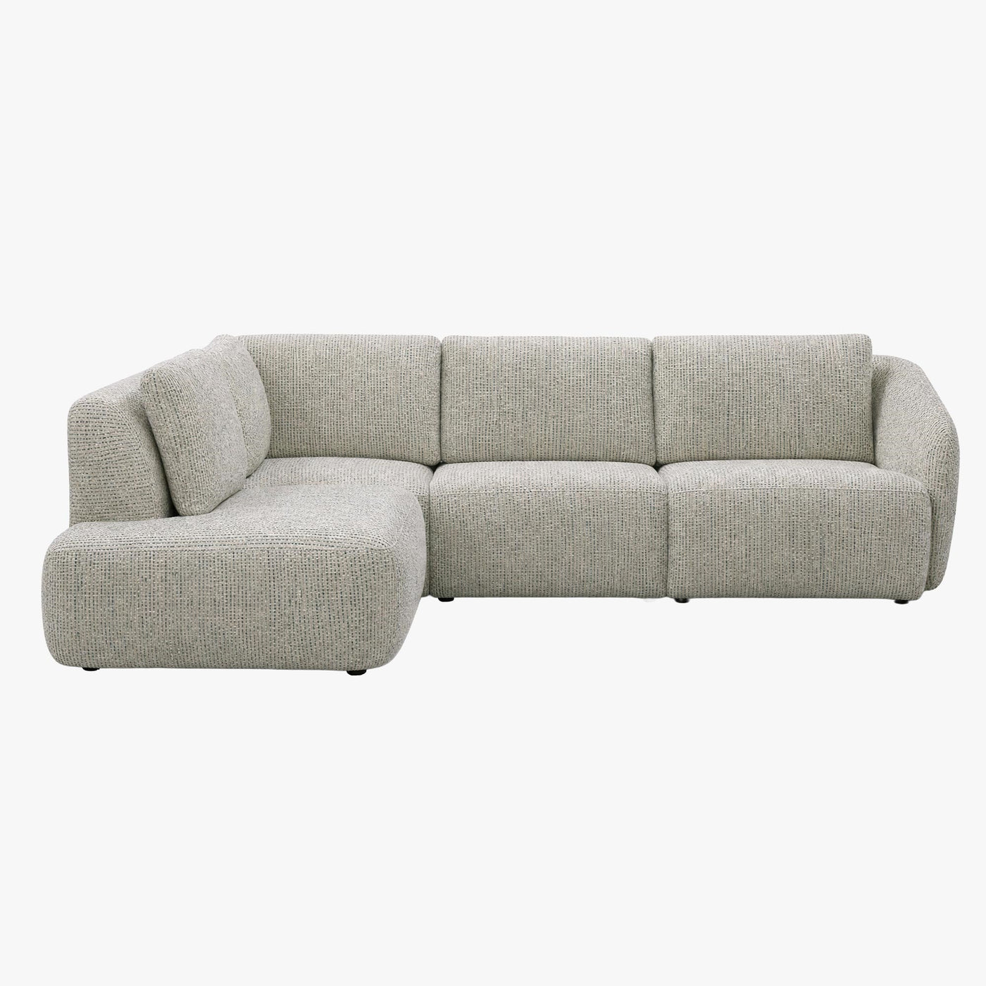 LINDA Canapé d'angle en tissu beige et vert - Angle gauche - Canapés d'angle - Mobilier Deco