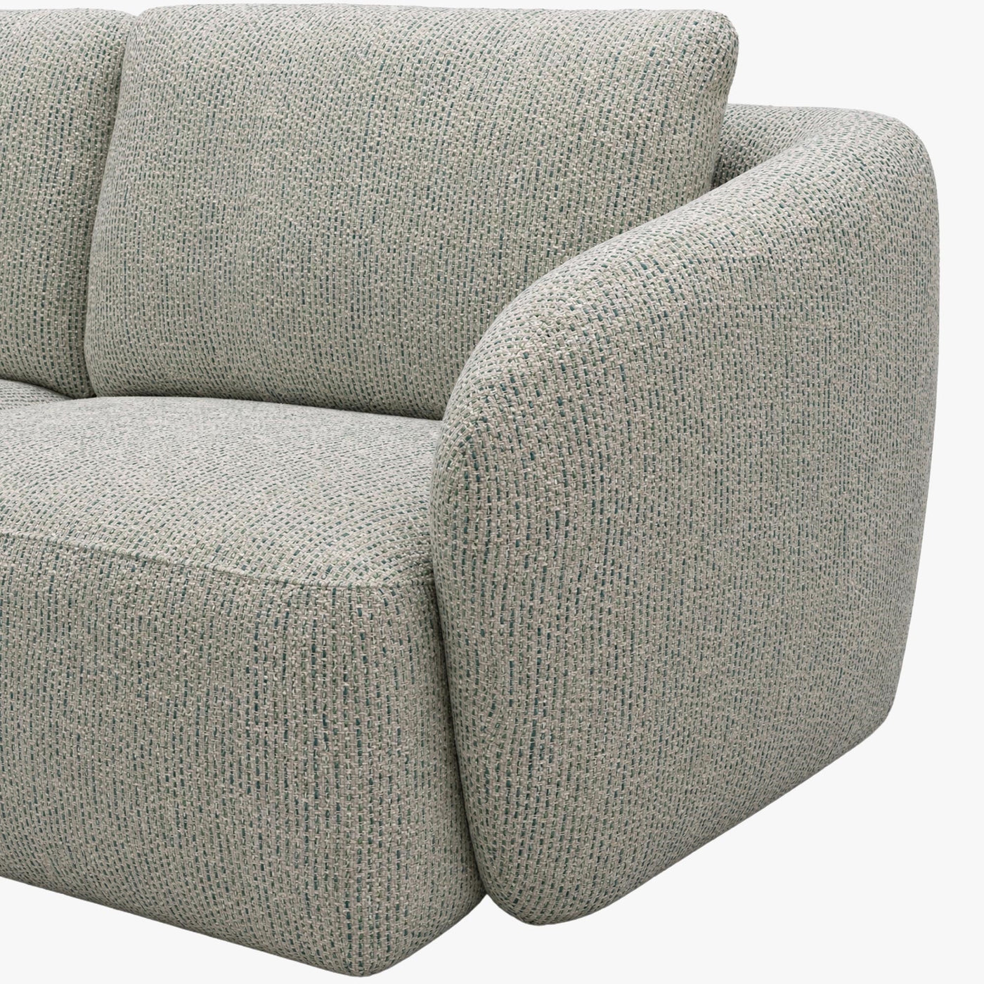 LINDA Canapé d'angle en tissu beige et vert - Angle gauche - Canapés d'angle - Mobilier Deco