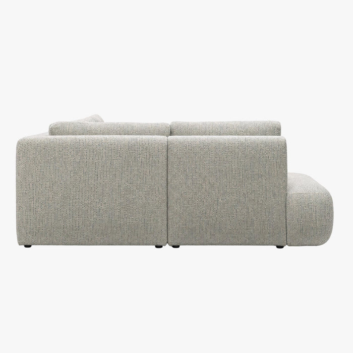 LINDA Canapé d'angle en tissu beige et vert - Angle gauche