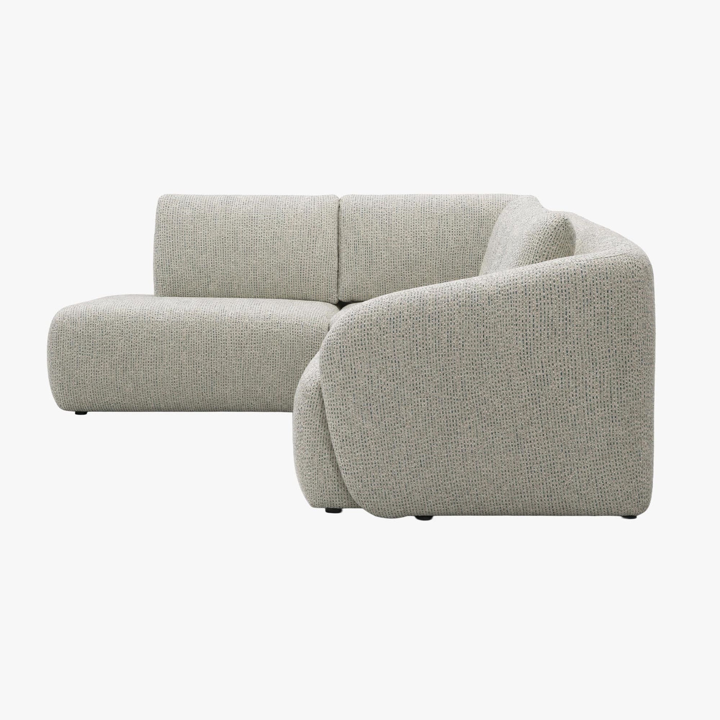 LINDA Canapé d'angle en tissu beige et vert - Angle gauche - Canapés d'angle - Mobilier Deco