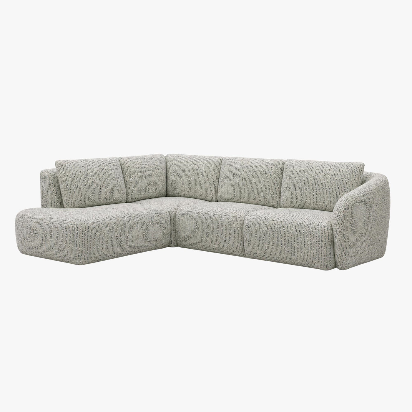 LINDA Canapé d'angle en tissu beige et vert - Angle gauche - Canapés d'angle - Mobilier Deco