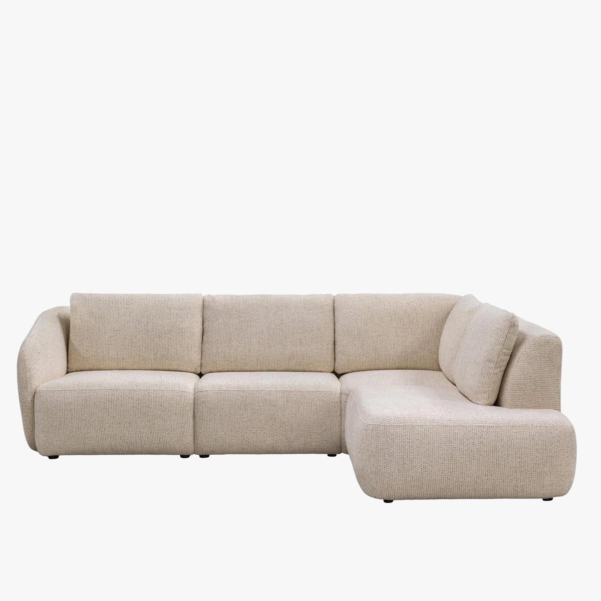 LINDA Canapé d'angle modulable en tissu beige - Angle droit - Canapés d'angle - Mobilier Deco