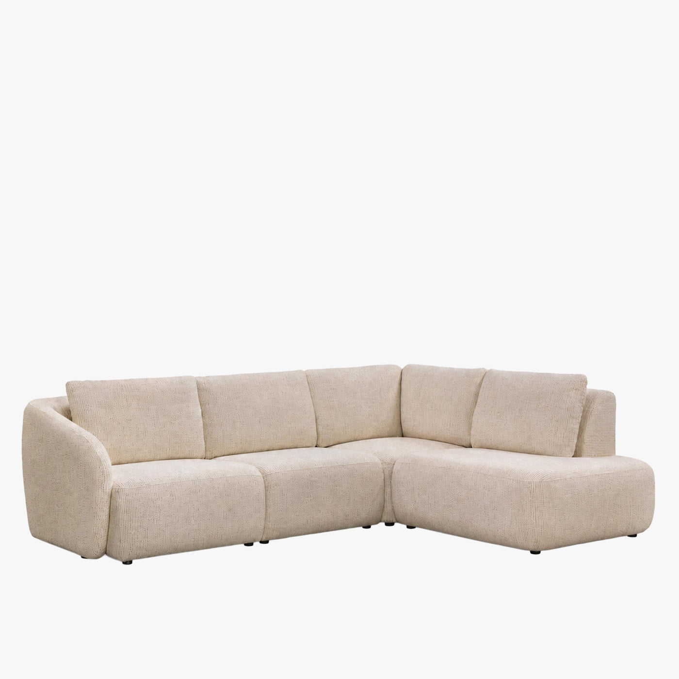 LINDA Canapé d'angle modulable en tissu beige - Angle droit - Canapés d'angle - Mobilier Deco