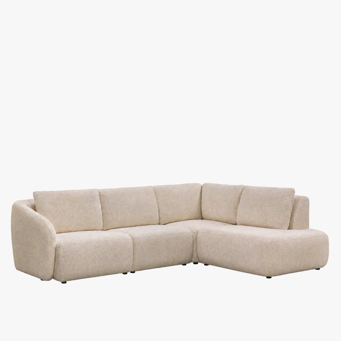 LINDA Canapé d'angle modulable en tissu beige - Angle droit